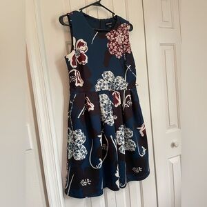 Navy Blue Floral Cocktail Dress